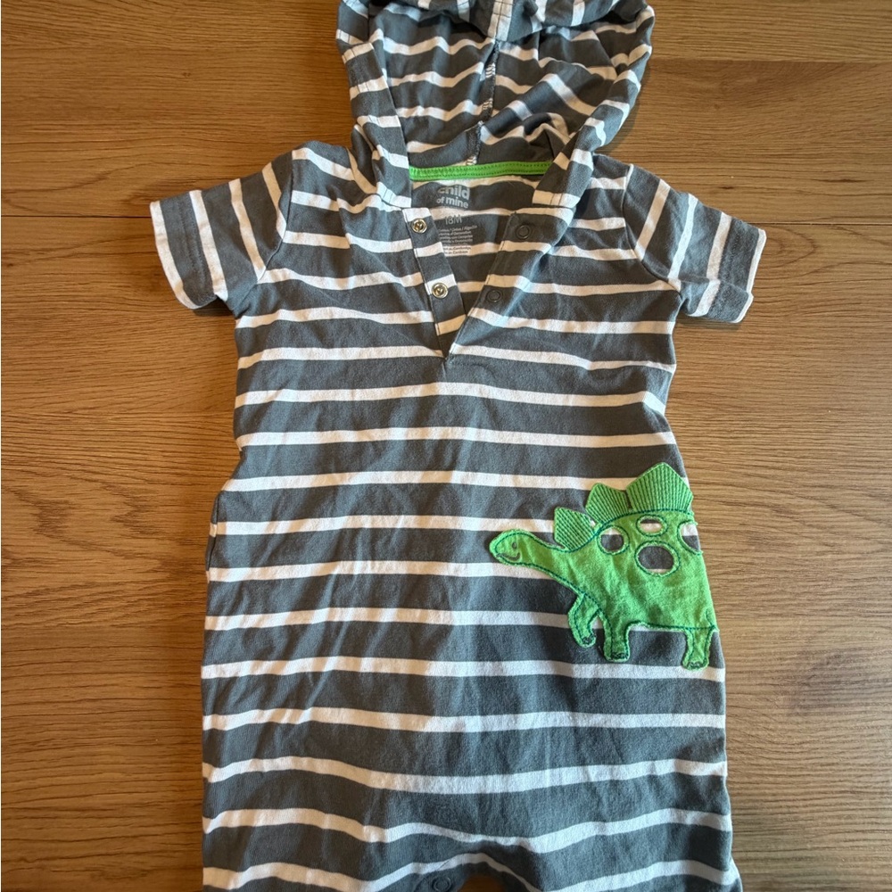 Child of Mine Gray and White Striped Romper